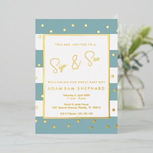 Baby Boy Sip and See Invitation - Elegante Dusche Folieneinladung