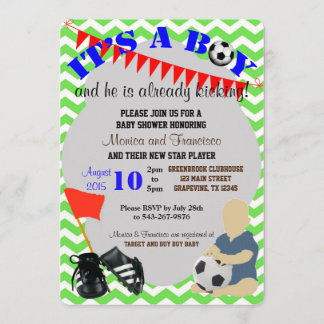 Baby Boy Soccer Baby shower Invitation