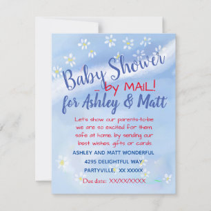 Baby Boy Soft Daisies Watercolor Babydusche Einladung