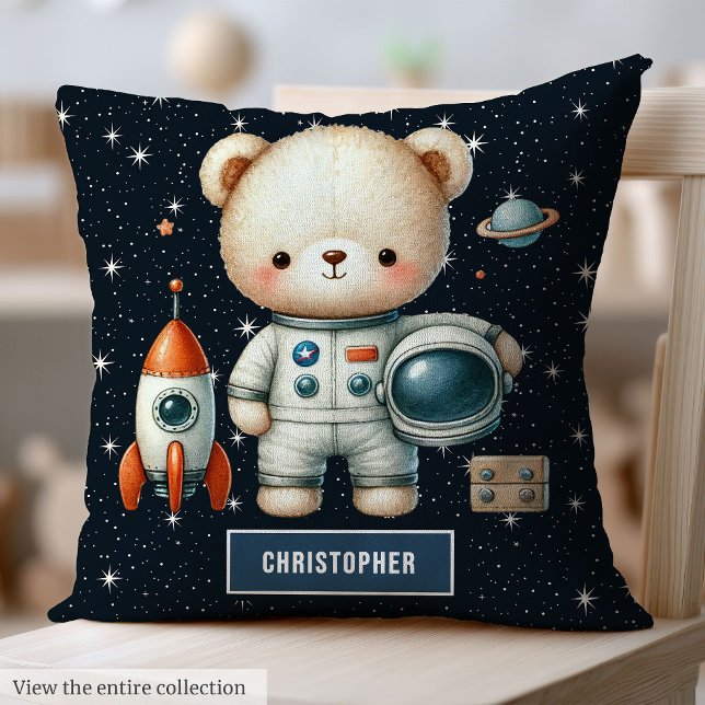 Baby Boy Space Pillow mit Individuelle Name Teddy  Kissen (Baby Boy Space Pillow with Custom Name Teddy Bear)