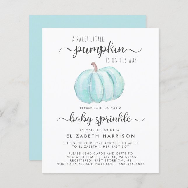 Baby Boy Sprinkle by Mail Blue Pumpkin (Vorne/Hinten)
