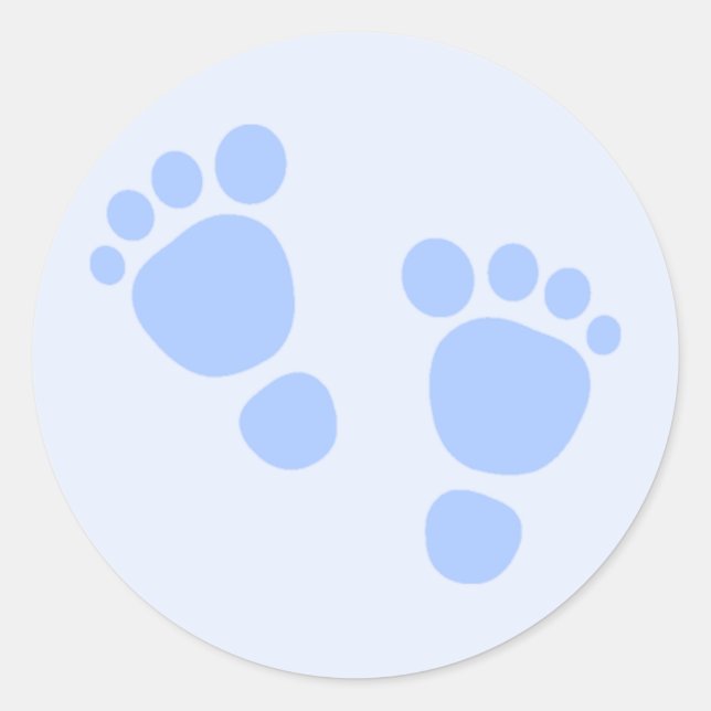 Baby Boy Sticker, Blue Feet Runder Aufkleber (Vorderseite)