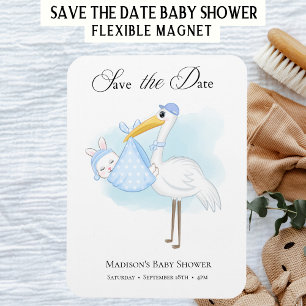 Baby Boy Storch Blaues Dusche Save the Date Magnet