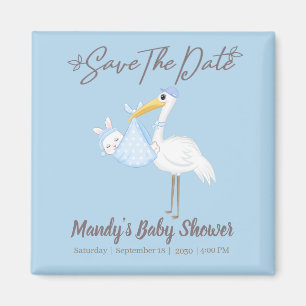 Baby Boy Stork Blaues Dusche Save the Date Magnet