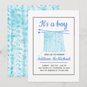 Baby Boy Strick Blanket Einladung
