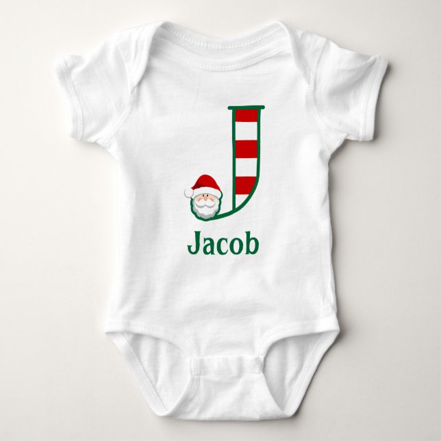 Baby Boy Striped Santa Christmas Bodysuit Brief J Strampler (Vorderseite)
