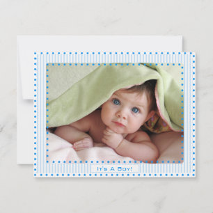 Baby Boy Stripes & Dots Baby Picture Faire-part