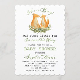 Baby Boy Sweet Fox Woodland Babydusche Einladung