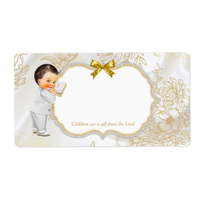 Baby Boy Taufe Christening Communion Gold White (Vorne)