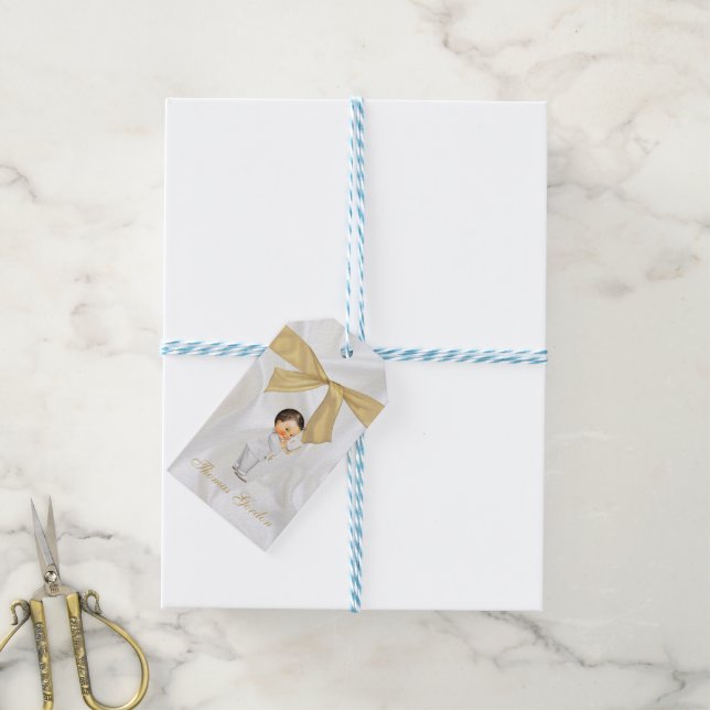 Baby Boy Taufe Christening Gold Cross Geschenkanhänger (Mit Garn)