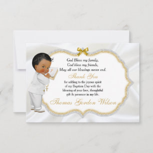 Baby Boy Taufe Christening Gold Cross Vielen Dank Dankeskarte