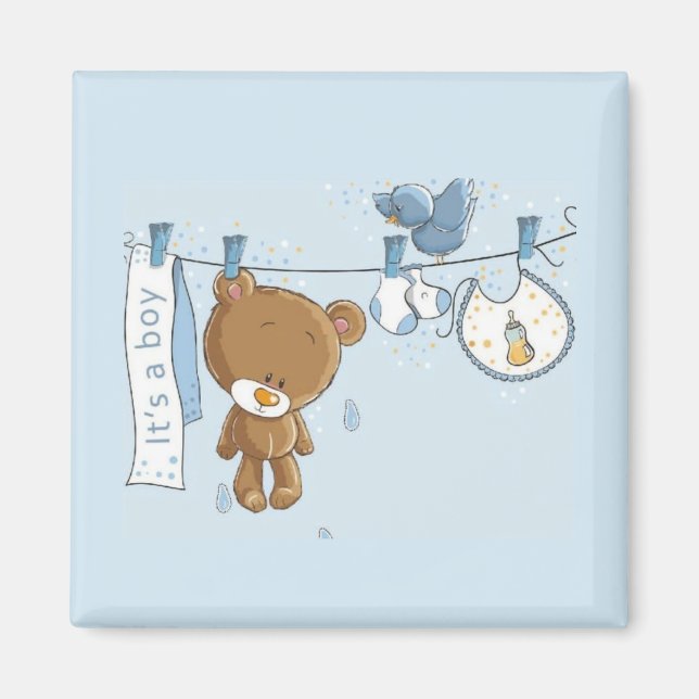 Baby Boy Teddy Bear Baby Magnet (Vorne)