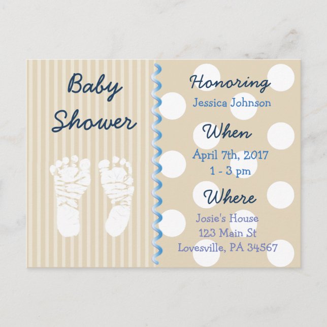 Baby Boy Teddy Bear Baby shower Invitation (Devant)