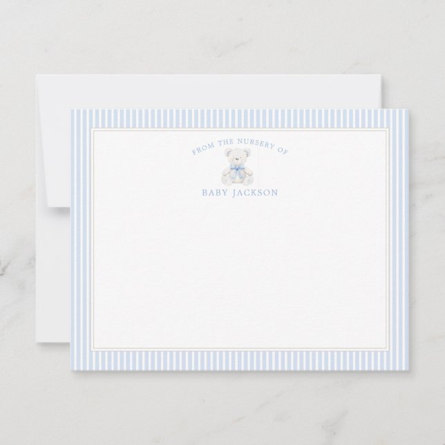 Baby Boy Teddy Bear Baby shower Merci Cartes (Devant)