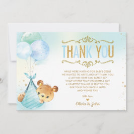 Baby Boy Teddy Bear Balloons Baby Showküche Dankeskarte