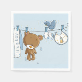 Baby Boy Teddy Bear Serviette