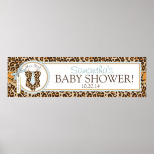 Baby Boy Tie Cheetah Print Baby Shower Banner Poster