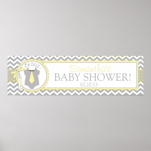 Baby Boy Tie Chevron Print Baby Shower Banner Poster (Vorne)