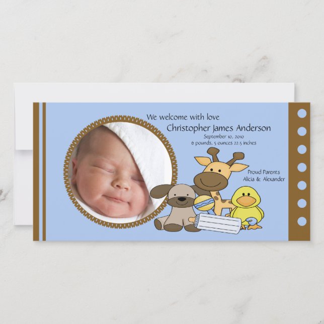 Baby Boy Toys FOTO Geburtsankündigung Ankündigung (Vorderseite)