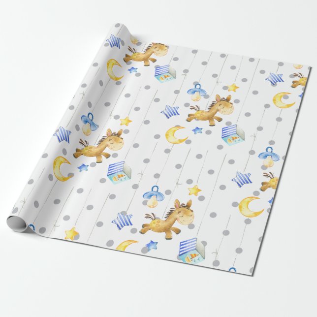 Baby Boy Toys Pattern Babydusche Geschenk Kinderzi Geschenkpapier (Ungerollt)