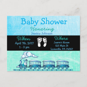 Baby Boy Train Blue Baby Dusche Einladung