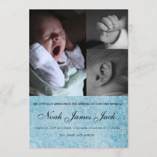 Baby Boy Trio Foto-Geburtsankündigung Ankündigung