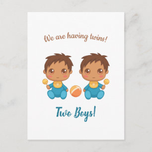 Baby Boy Twins Ankündigung Postkarte