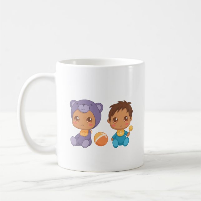 Baby Boy Twins Bear Jumpsuit Coffee Mug (Gauche)