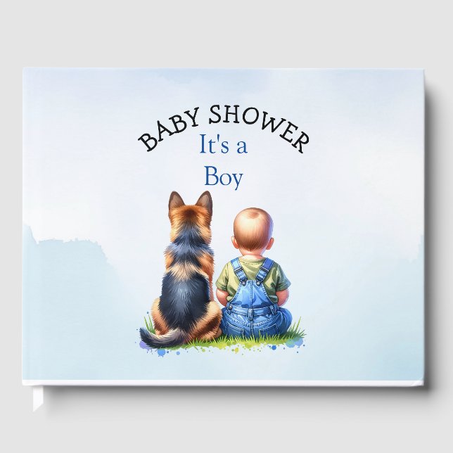 Baby Boy und eine deutsche Shepherd Puppy Baby Dus Gästebuch (Vorderseite)