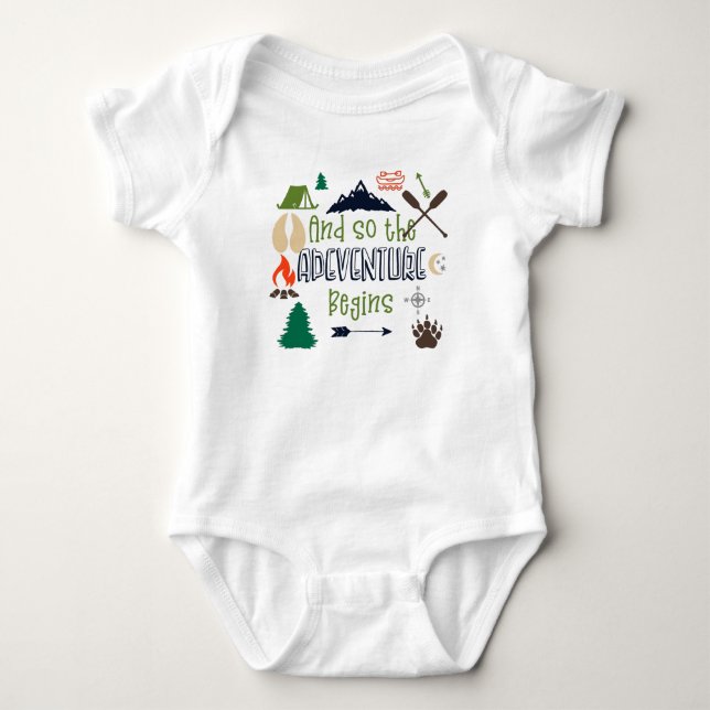 Baby Boy und so beginnt das Abenteuer Baby Strampler (Vorderseite)