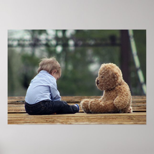 Baby Boy und Teddy Bear Poster (Vorne)