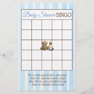 Baby Boy und Teddybär-Babyshower-Spiele Flyer