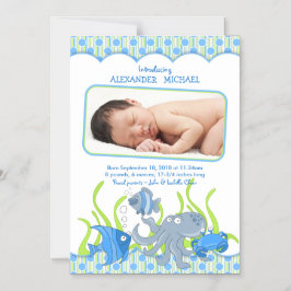Baby Boy Under Sea Birth Ankündigung