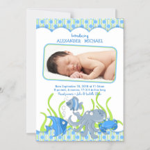 Baby Boy Under the Sea Faire-part de naissance
