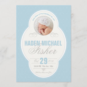 Baby Boy Vintage Frame Faire-part de naissance - B