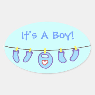 Baby Boy Wäsche Es ist ein Junge! Personalisiert Ovaler Aufkleber