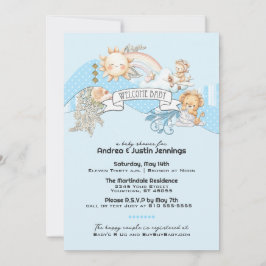 Baby Boy Watercolor Blue Baby Dusche Einladung