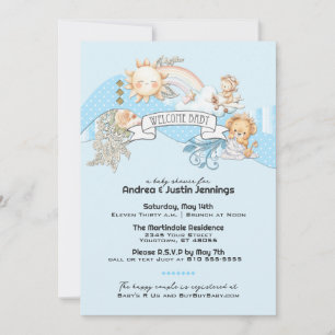 Baby Boy Watercolor Blue Baby Dusche Einladung