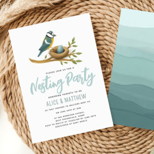 Baby Boy Watercolor Ei Nesting Party Einladung