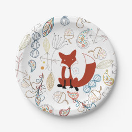 Baby Boy Woodland Creatures Fox Acorns Kinderdusch Pappteller
