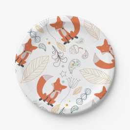 Baby Boy Woodland Creatures Fox Acorns Kinderdusch Pappteller