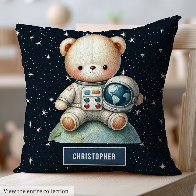 Baby Boy Zimmer Kissen mit Astronaut Teddy Bear (Baby Boy Room Pillow with Astronaut Teddy Bear Print)
