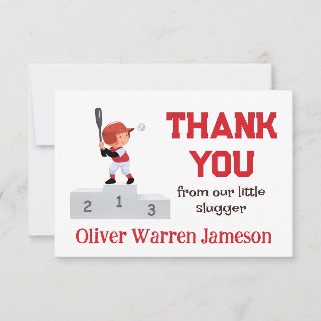 Baby Boy's 1. Platz Batter Geburtstag Baseball Dankeskarte (Vorderseite)