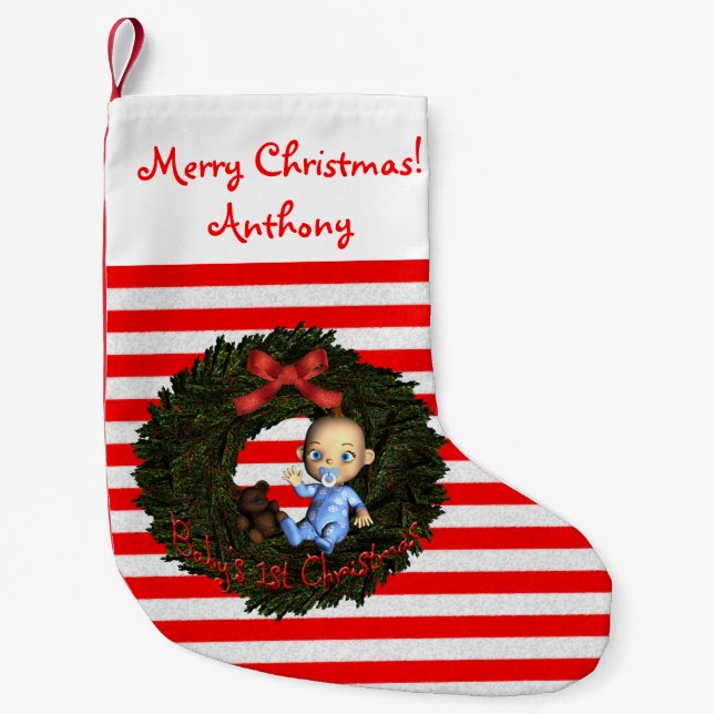 Baby Boy's 1. Weihnachten Kleiner Weihnachtsstrumpf (Vorderseite)