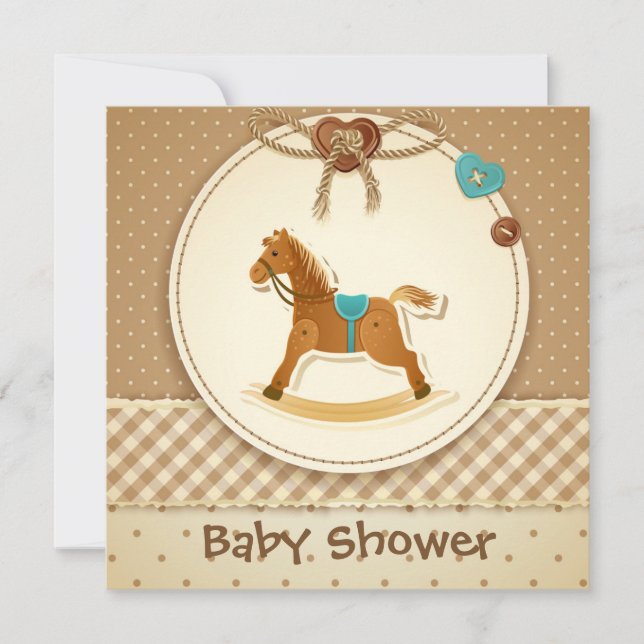 Baby Boy's Baby Shower Einladung Rocking Pferd (Vorderseite)