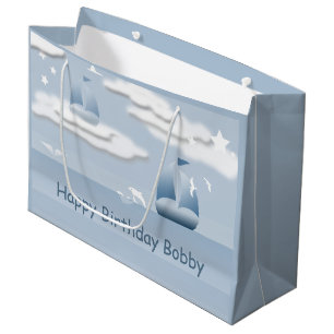 Baby Boys Birthday Sailboat LGB Große Geschenktüte