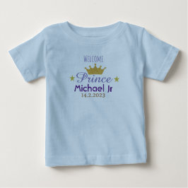 Baby Boy's eleganter Gold Crown Prince Custom Blue Baby T-shirt