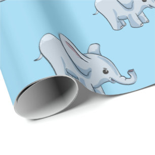 Baby Boys Elephants Muster, Cartoon Afrika Tiere Geschenkpapier