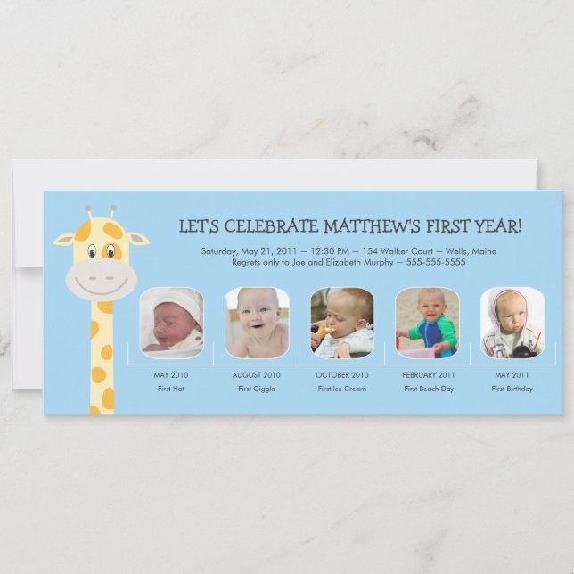 Baby Boy's erstes Geburtstag Jahr Einladung (Vorderseite)
