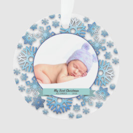 Baby Boys Erstes Weihnachtsfest Foto Schneeflocken Ornament